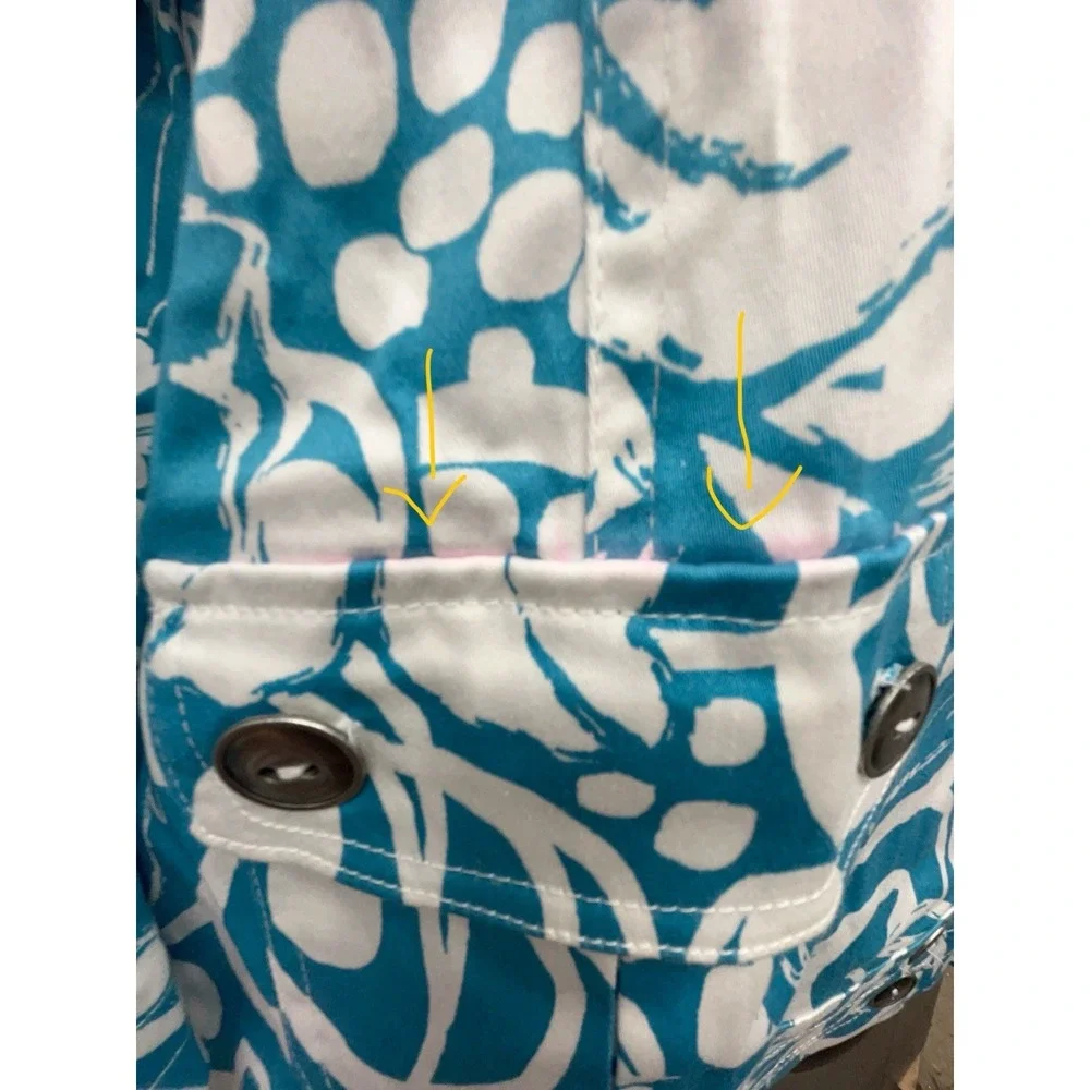 Sportelle Shirt Jacket Women S Aqua Blue Tropical Cotton Coastal Preppy Vacation